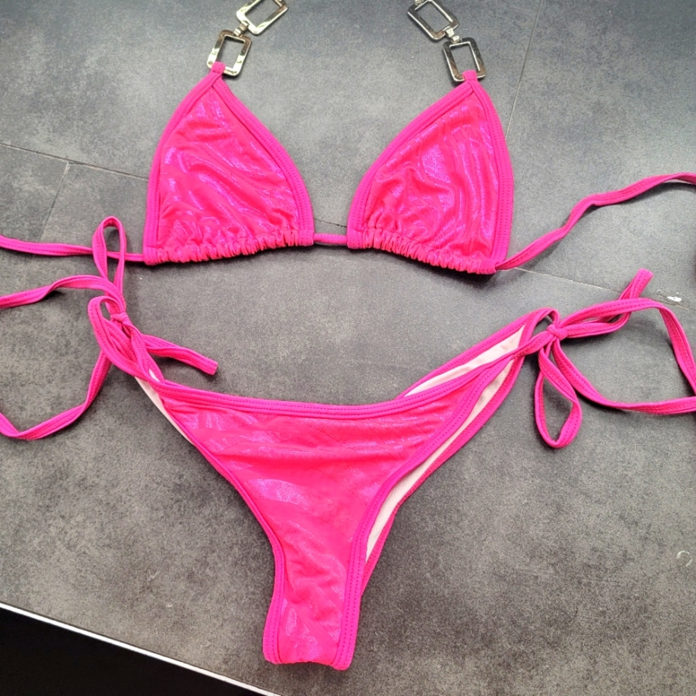 Scrunch bottom Pink Zebra print bikini